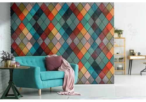 Carta da Parati decorazione geometrica mosaico vintage.