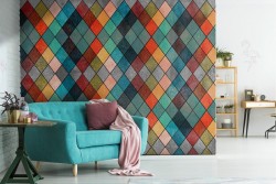 Vintage mosaic geometric wallpaper decoration.