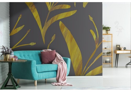 Wallpaper with stylized leaf luxury design.