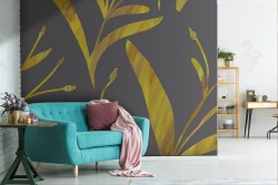 Wallpaper with stylized leaf luxury design.