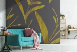 Wallpaper with stylized leaf luxury design.