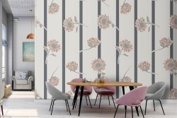 Carta da Parati decorazione moderna fiori e linee.