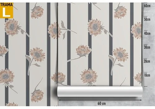 Carta da Parati decorazione moderna fiori e linee. 2