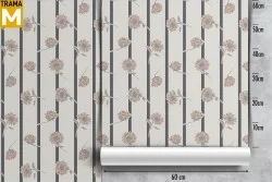 Modern Wallpaper Flowers Stripes and Waves Nature
