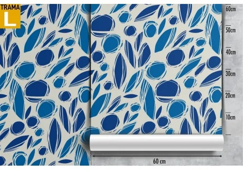 Wallpaper stylized leaves blue pattern. 2