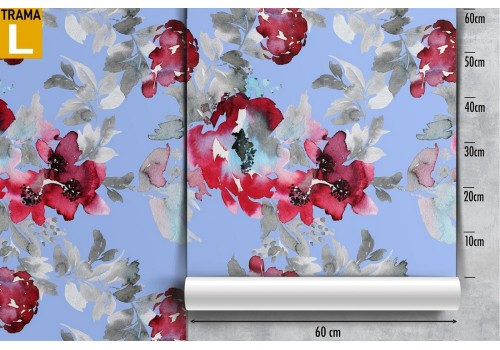 Red and white flowers wallpaper modern nature design. 2