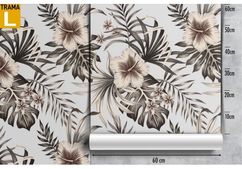 Wallpaper with white tropical leaves and flowers nature. 2