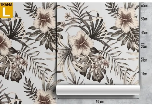 Wallpaper with white tropical leaves and flowers nature. 2