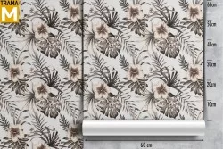 Tropical Nature Wallpaper with Flowers and Leaves