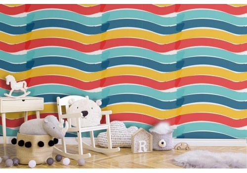 Carta da Parati decorazioni bambini righe arcobaleno.