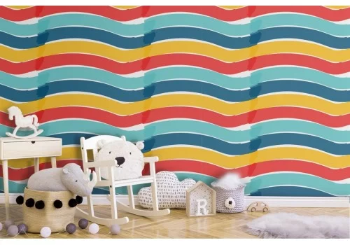 Carta da Parati decorazioni bambini righe arcobaleno.