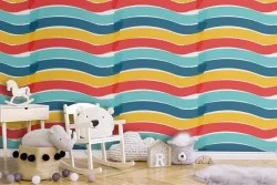 Carta da Parati decorazioni bambini righe arcobaleno.