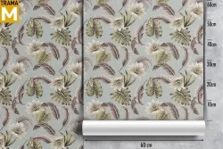 Vintage Tropical Nature Flowers Leaves Wallpaper