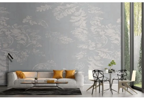Refined gray nature leaves wallpaper.