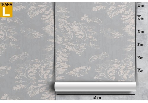 Refined nature leaves wallpaper in gray. 2