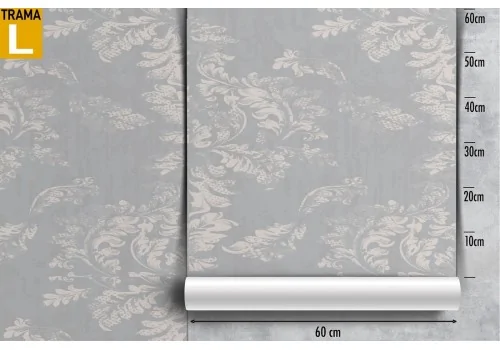 Refined nature leaves wallpaper in gray. 2