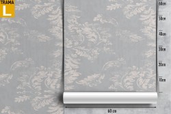 Refined nature leaves wallpaper in gray.