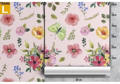 Carta da Parati fiori decorazione vintage rosa. 2