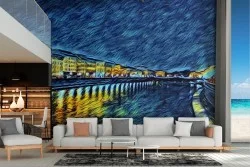 Van Gogh City Illustration Wallpaper