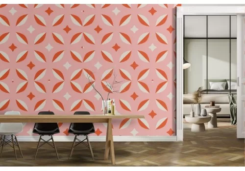Carta da Parati decorazione geometrica rosa vintage.