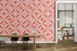 Vintage pink geometric wallpaper decoration.