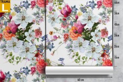 Carta da Parati fiori vintage rosso e bianchi natura.