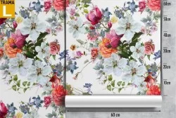 Vintage red and white flowers wallpaper nature.