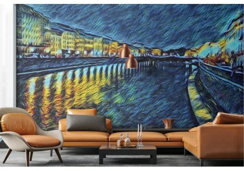 Carta da Parati illustrazione città Van Gogh 2