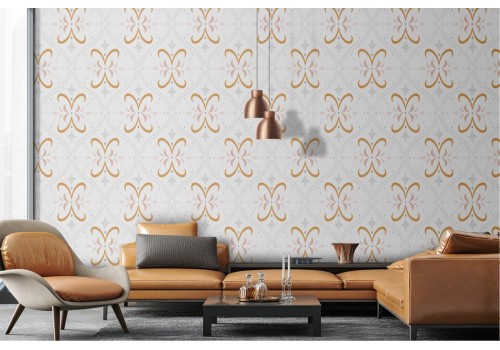 Refined wallpaper with vintage geometric decoration.