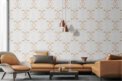 Refined wallpaper with vintage geometric decoration.