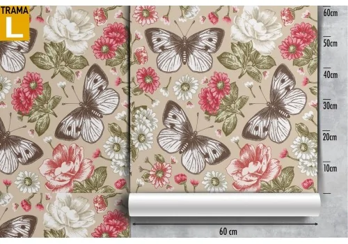 Wallpaper flowers and butterflies vintage nature. 2