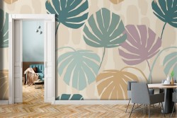 Tropical leaves pattern stylized wallpaper.