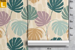 Carta da Parati foglie tropicali pattern stilizzato.