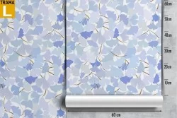 Carta da Parati foglie stilizzate azzurro pattern natura.