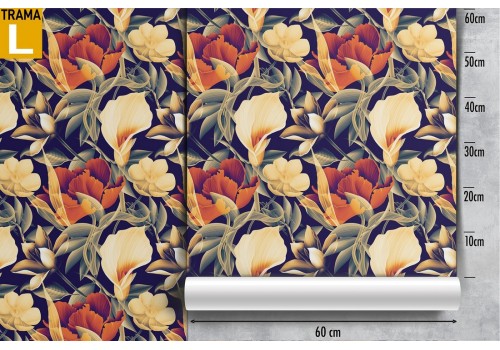 Vintage nature wallpaper with roses and white flowers. 2