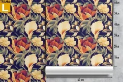 Vintage nature wallpaper with roses and white flowers.