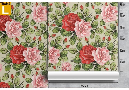 Red roses and pink vintage flowers wallpaper. 2