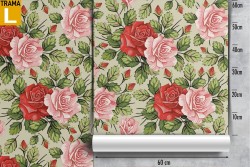 Carta da Parati rose rosse e rosa fiori vintage.