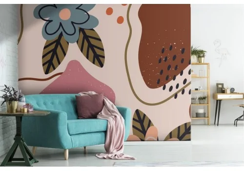 Vintage abstract wallpaper decoration with flowers.