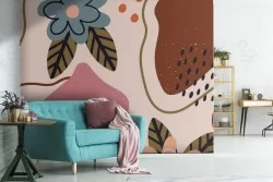 Carta da Parati decorazione astratta vintage con fiori.