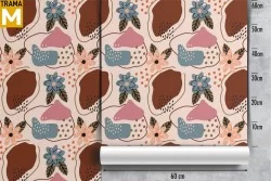 Carta da Parati Vintage Fiori Astratta