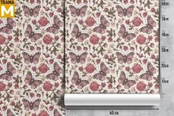 Carta da Parati Natura Vintage Fiori animali