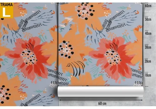 Wallpaper with abstract yellow and red flowers nature. 2