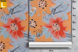 Wallpaper with abstract yellow and red flowers nature.