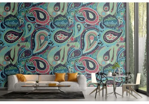 Vintage wallpaper decoration green drops.