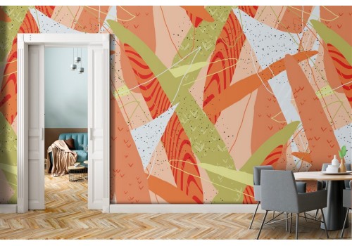 Abstract modern orange branches wallpaper.