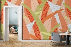 Abstract modern orange branches wallpaper.