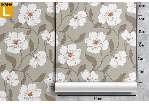 Carta da Parati fiori bianchi decorazione moderna raffinata. 2