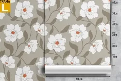 White flowers wallpaper, modern refined decoration.