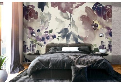 Carta da Parati fiori bianchi natura astratta.